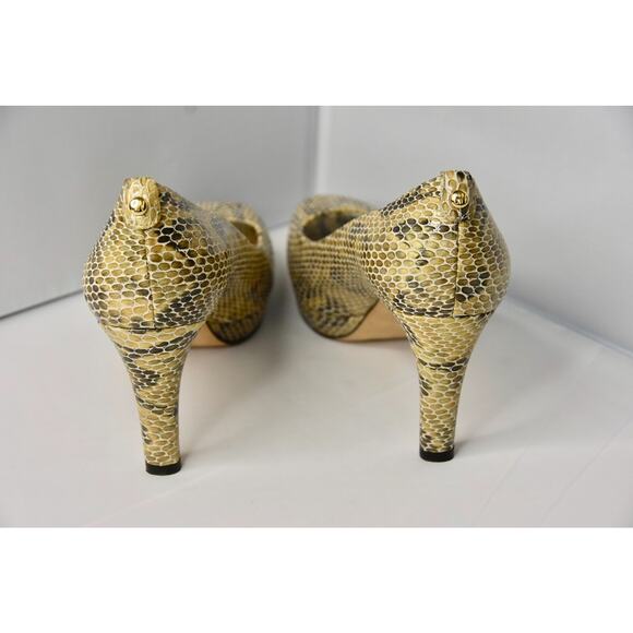 Stuart Weitzman Logo Plainfield Snake-Print Leather Peep-toe Pump Size 11 - Picture 4 of 11
